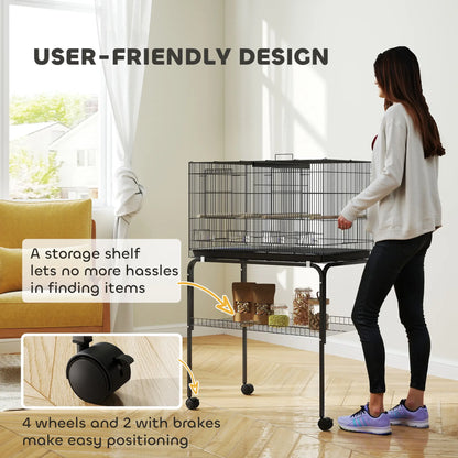 46" H Bird Cage, Large Parakeet Cage, With Divider, Black Bird Cages at Gallery Canada