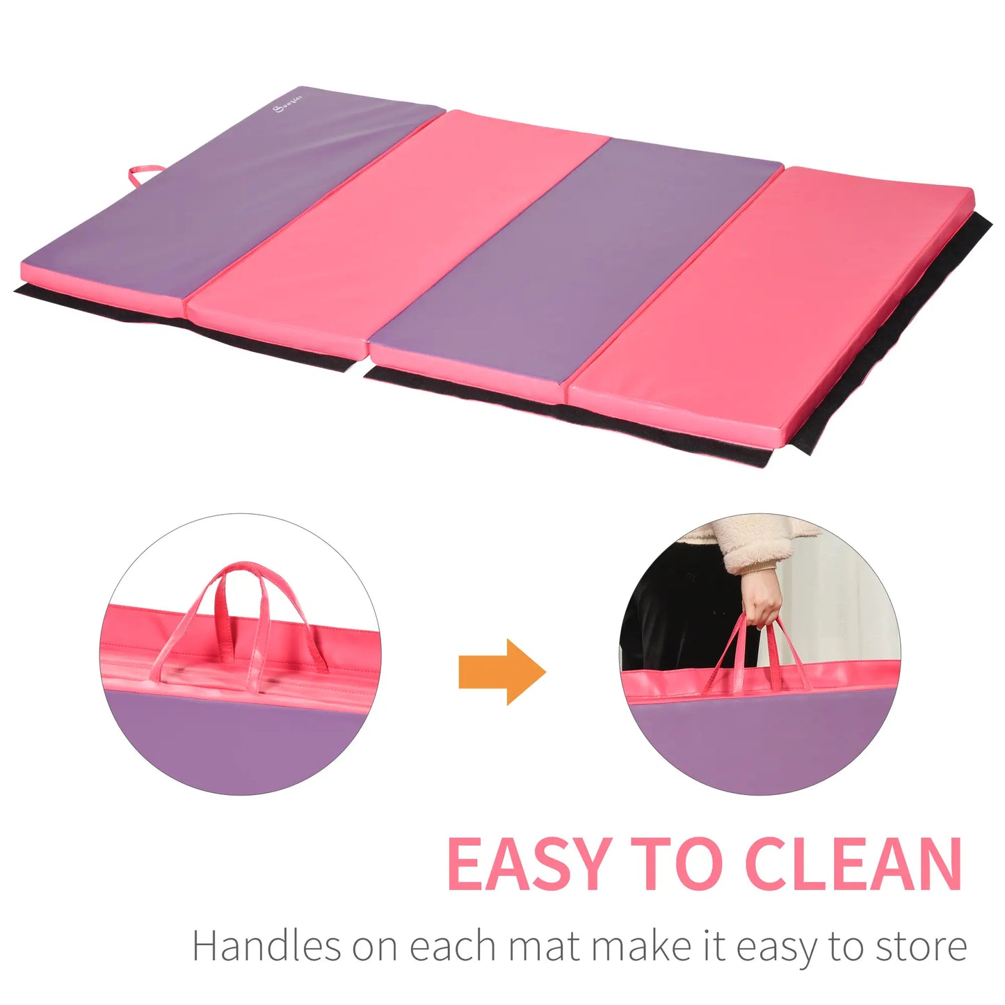4'x6'x2'' Folding Gymnastics Tumbling Mat, Exercise Mat with Carrying Handles for Yoga, MMA, Martial Arts, Stretching, Core Workouts, Pink and Purple Gymnastics Mats at Gallery Canada
