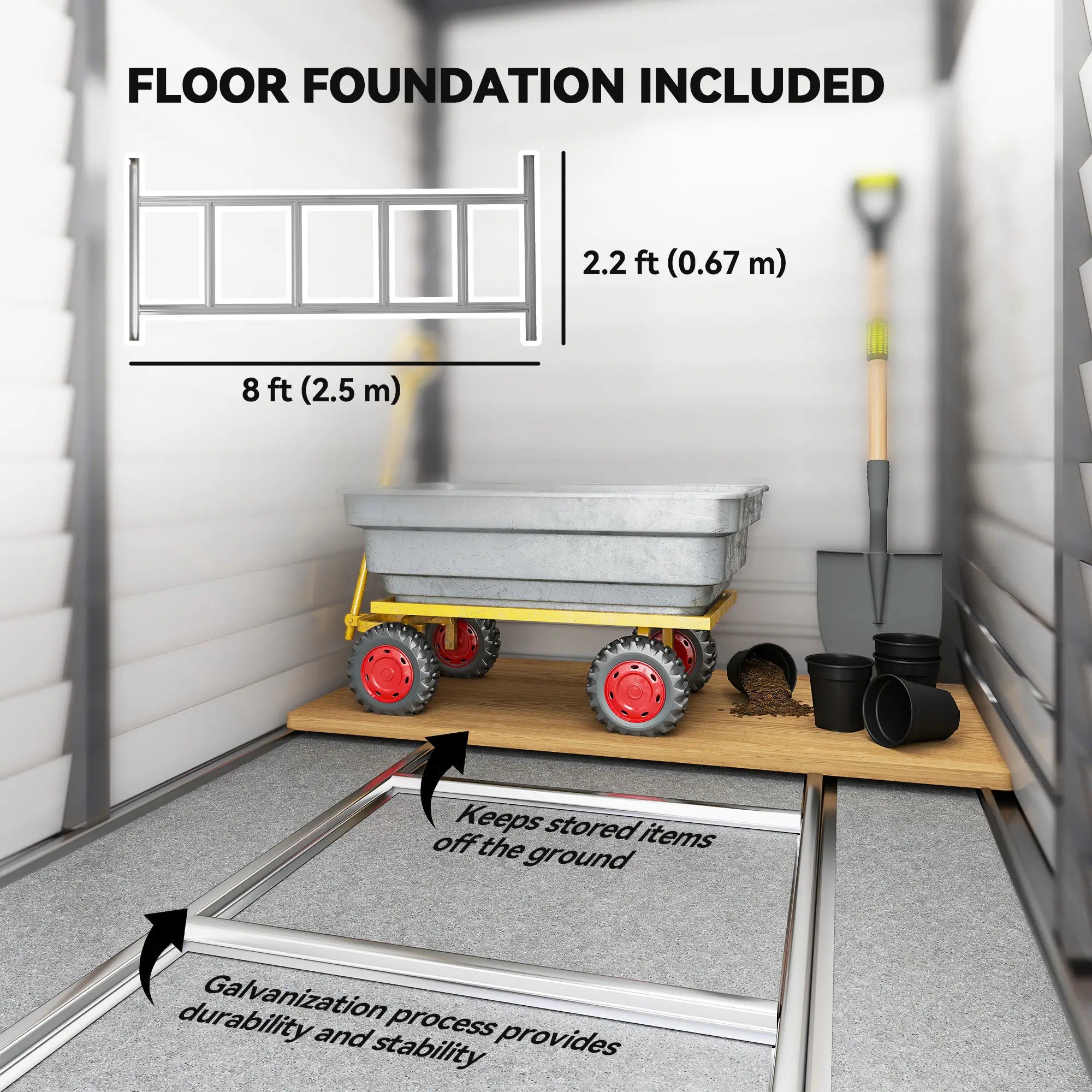 4.6' x 9' Steel Outdoor Storage Shed, Lean to, Lockable Doors, Grey Sheds at Gallery Canada