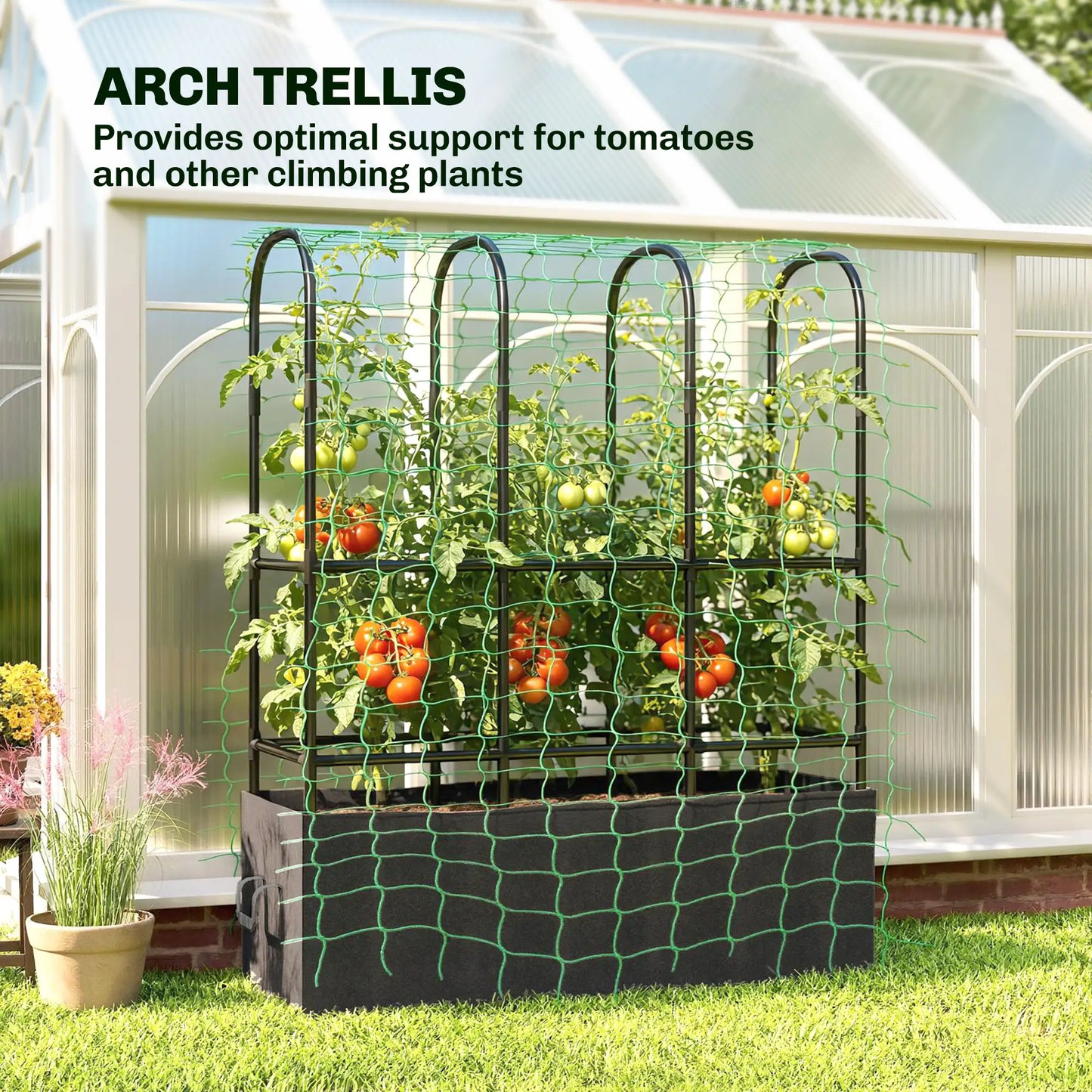 Raised Garden Bed With Trellis, Tomato Cage, 52.8 Gal Grow Bag Raised Garden Beds at Gallery Canada