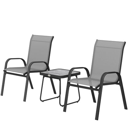 Outdoor Bistro Set, 3-Piece Patio Set, Mesh Fabric, Light Grey Bistro Sets Light Grey at Gallery Canada