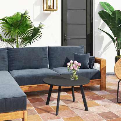 Round Outdoor Side Table, Metal Frame, Non-Slip Foot Pads, Black Patio Side Tables at Gallery Canada