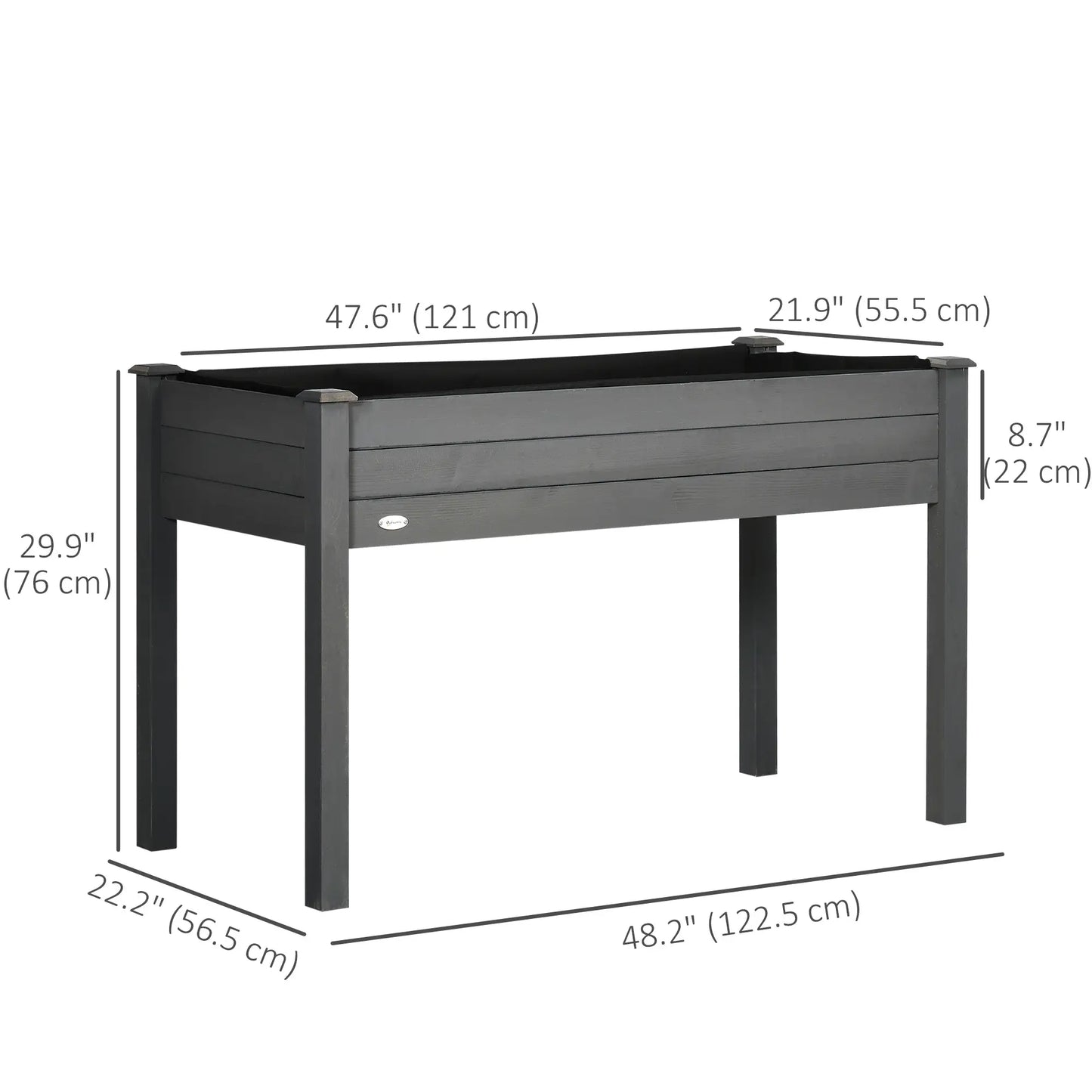48" x 22" x 30" Wooden Raised Garden Bed, Elevated Planter with Legs, Dark Grey Raised Garden Beds at Gallery Canada