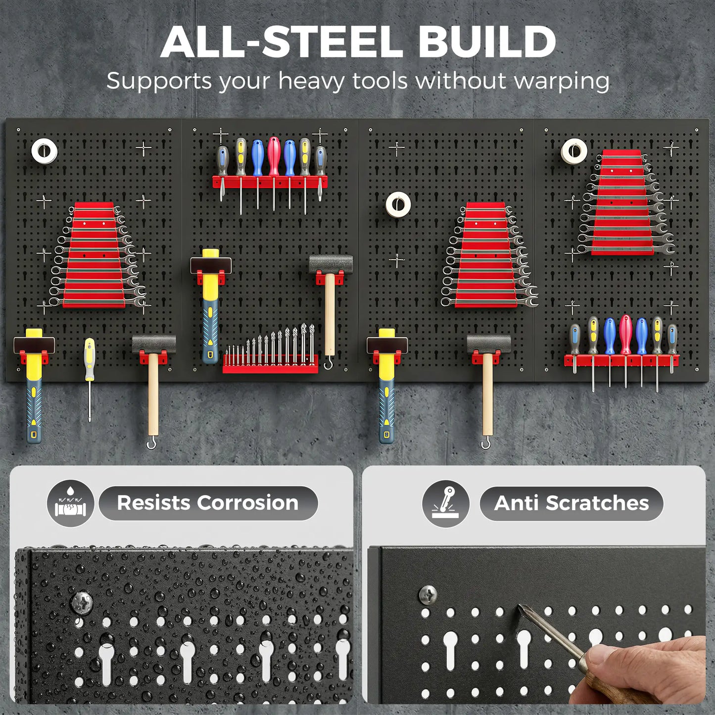 38 Piece Metal Peg Board with Accessories, Shelf Tool Organizer, Black and Red Tool Organizers at Gallery Canada