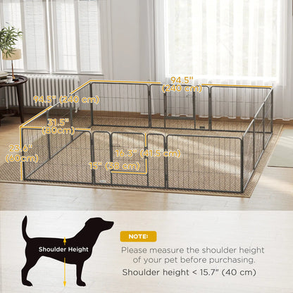 31.5"W Metal Dog Playpen, 23.5"H, 12 Panels, Indoor Outdoor Pet Fence Houses, Kennels & Pens at Gallery Canada
