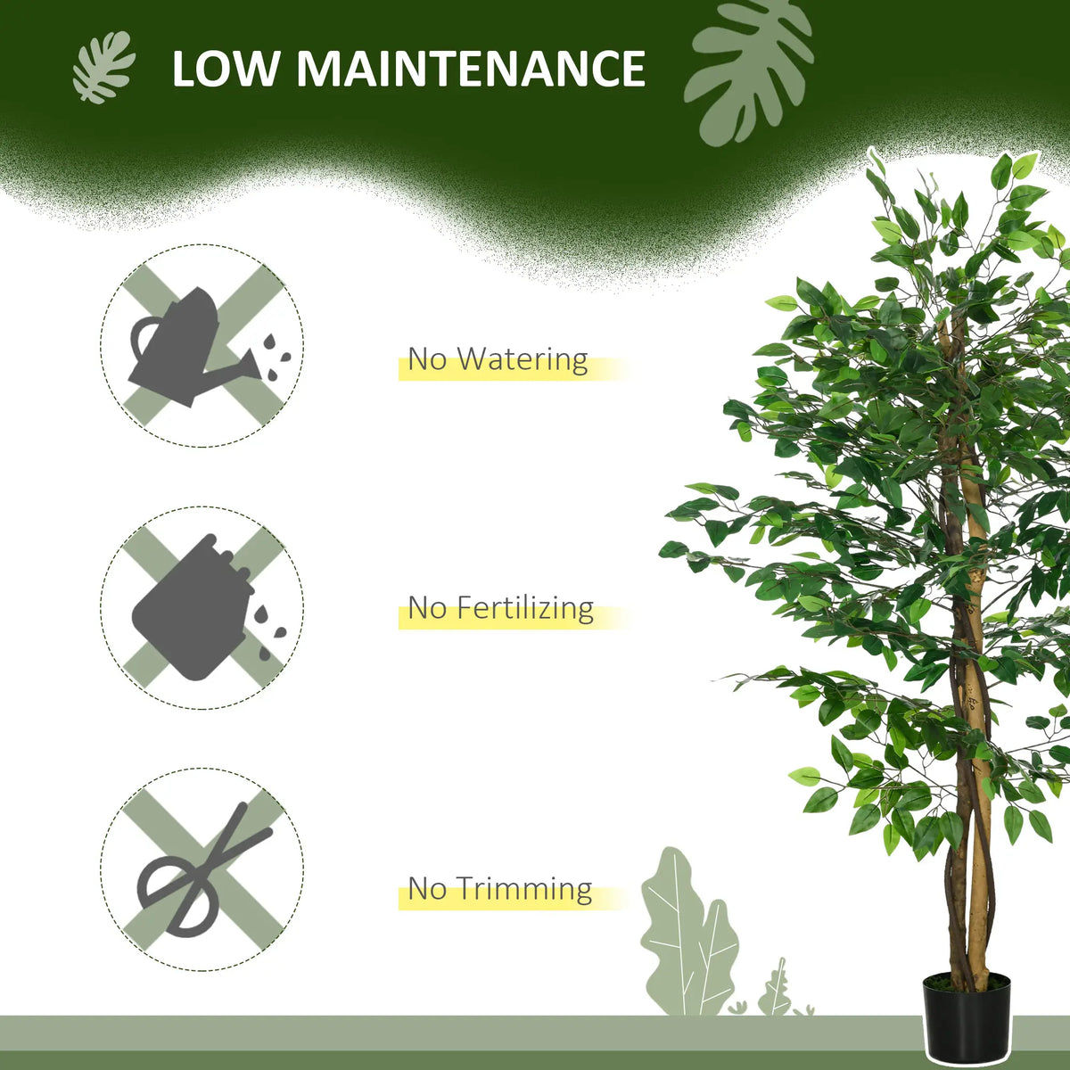 Set Of 2 5ft Artificial Ficus Trees, Indoor Fake Plants With Pot Artificial Trees at Gallery Canada