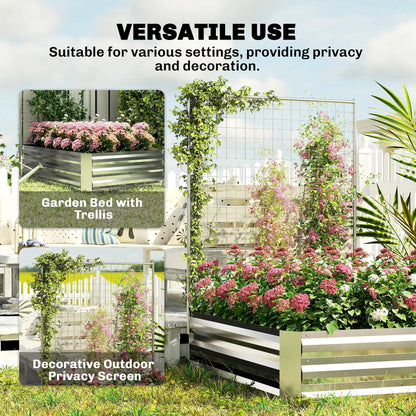 Galvanized Raised Garden Bed With Trellis, Planter Box, Open Bottom, Silver Galvanized Planter Boxes at Gallery Canada