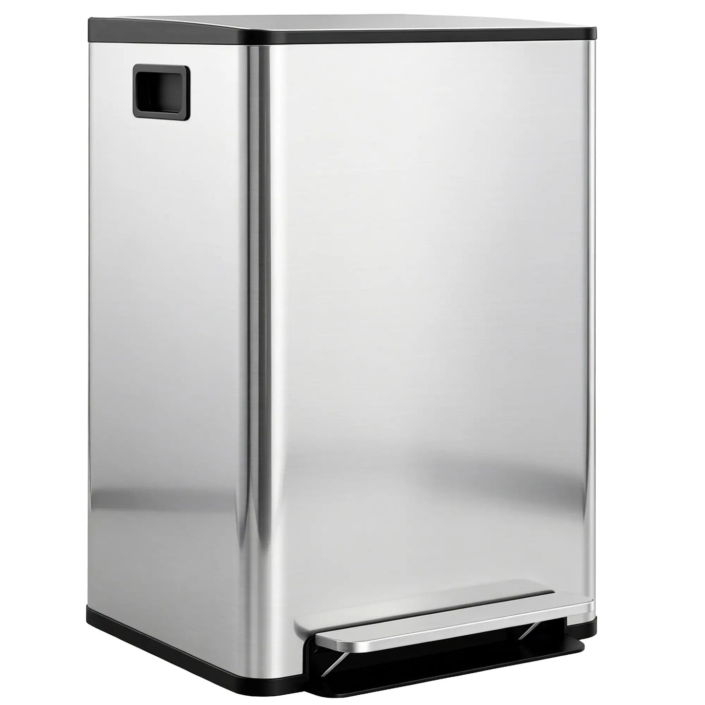 2 x 30L / 7.9 Gallon Dual Trash Can with Removable Inner Buckets and Handles for Kitchen, Office, Bathroom, Silver