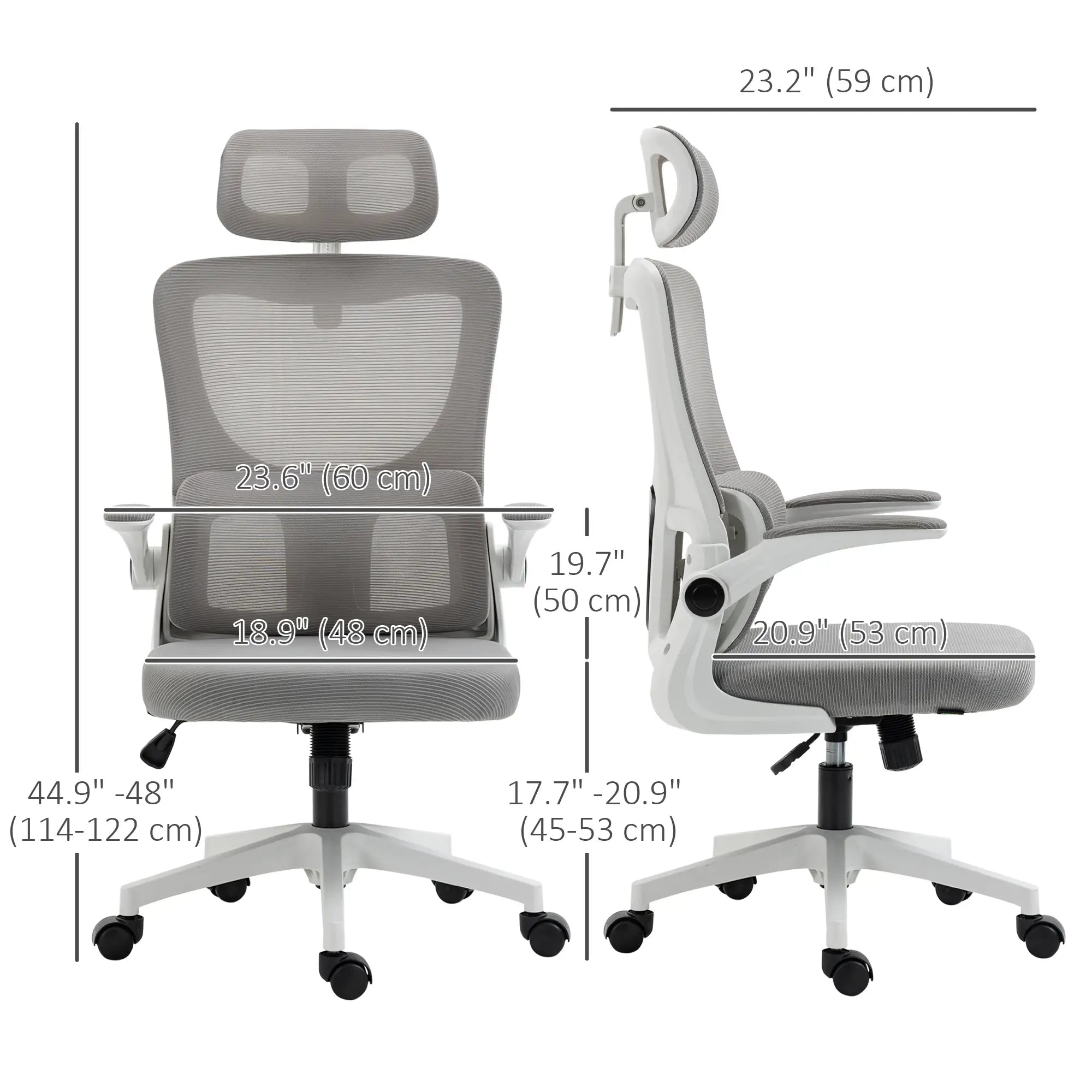 Ergonomic Office Chair, Auto-Adaptive Lumbar Support, Adjustable Headrest, Grey Executive & Manager Chairs at Gallery Canada