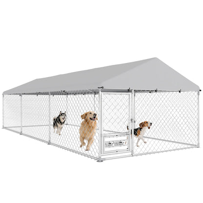 Outdoor Dog Run, Adjustable Rotating Bowls, Waterproof Cover, 19.7' x 7.5' x 5.2' Houses, Kennels & Pens at Gallery Canada