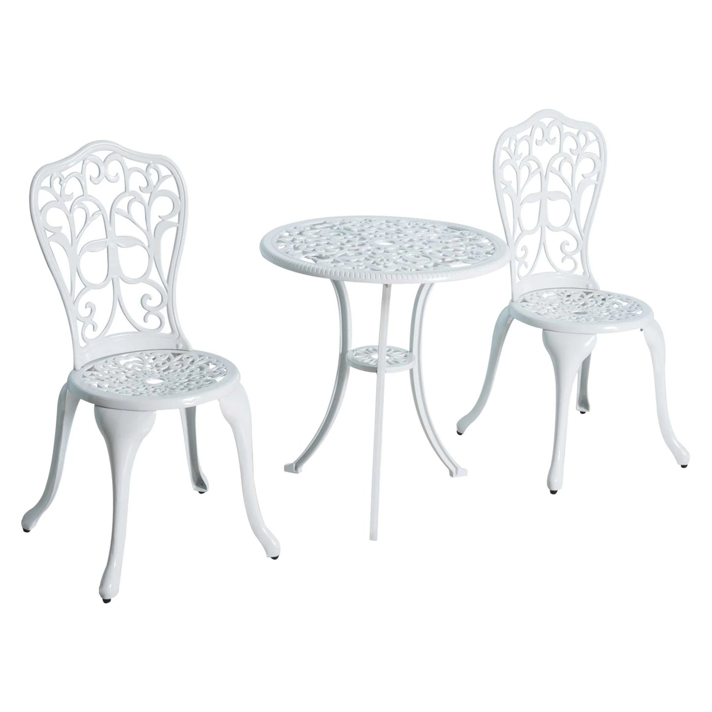 Antique Outdoor Bistro Set, 3 Pieces, Patio Table and Chairs, White Bistro Sets White at Gallery Canada