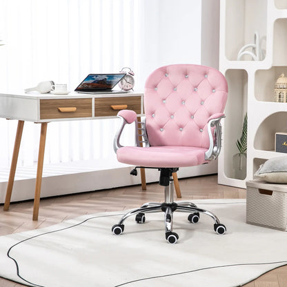Adjustable Height Office Chair, Tufted Back Computer Desk Chair, Pink Task Chairs at Gallery Canada