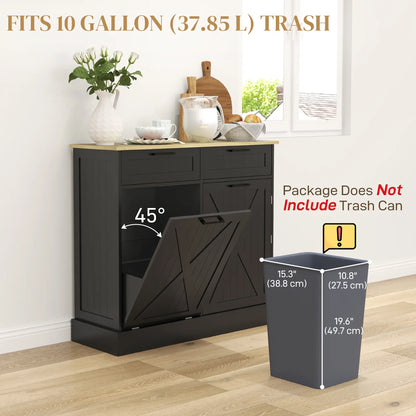 10 Gallon Hidden Garbage Bin Cabinet, Tilt Out Trash, 2 Drawers, Black Bar Cabinets at Gallery Canada