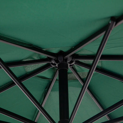 9.7ft Offset Patio Umbrella, 8 Ribs, Crank Handle, Cross Base, Green Offset Cantilever Umbrellas at Gallery Canada