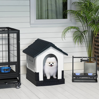 Outside Dog Kennel House, Miniature Dogs, 64.5 x 57 x 66cm, Dark Grey Dog Cages & Crates at Gallery Canada