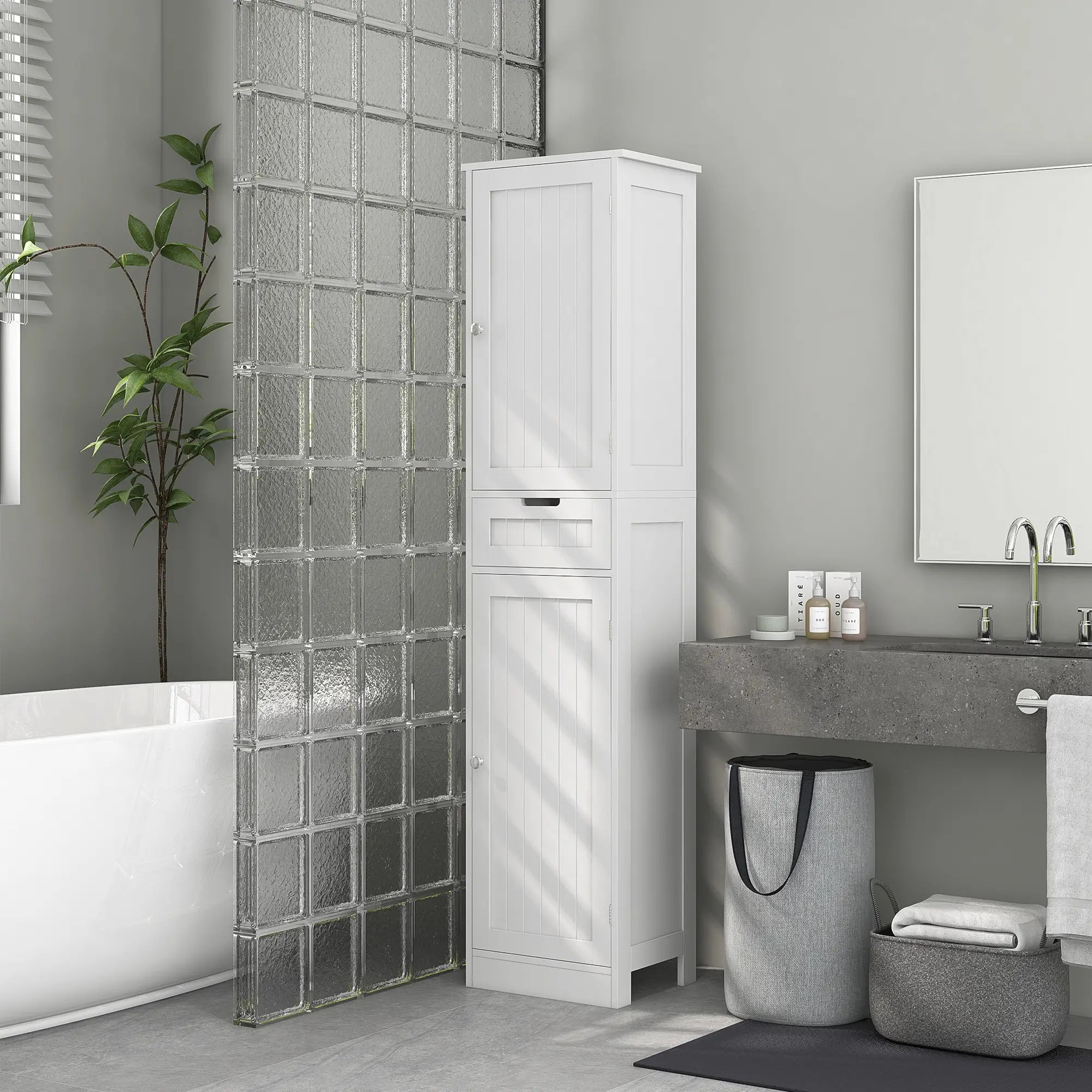 Freestanding Bathroom Cabinet with Drawer and 2 Doors, Tall Bathroom Cupboard for Kitchen, Study, Living Room Bathroom Cabinets at Gallery Canada