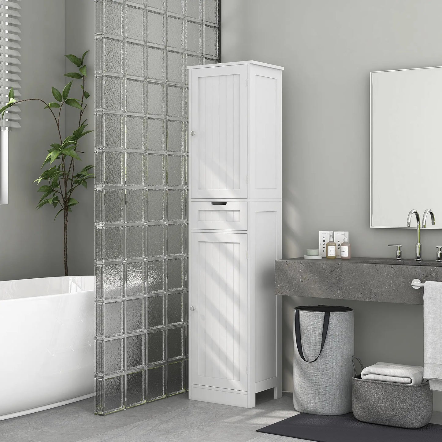 Freestanding Bathroom Cabinet with Drawer and 2 Doors, Tall Bathroom Cupboard for Kitchen, Study, Living Room Bathroom Cabinets at Gallery Canada