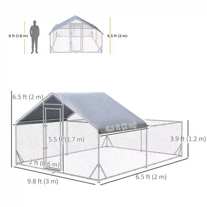 Large Metal Chicken Coop, Walk-in Poultry Cage, 13.1' x 9.8' x 6.4' Chicken Coops at Gallery Canada