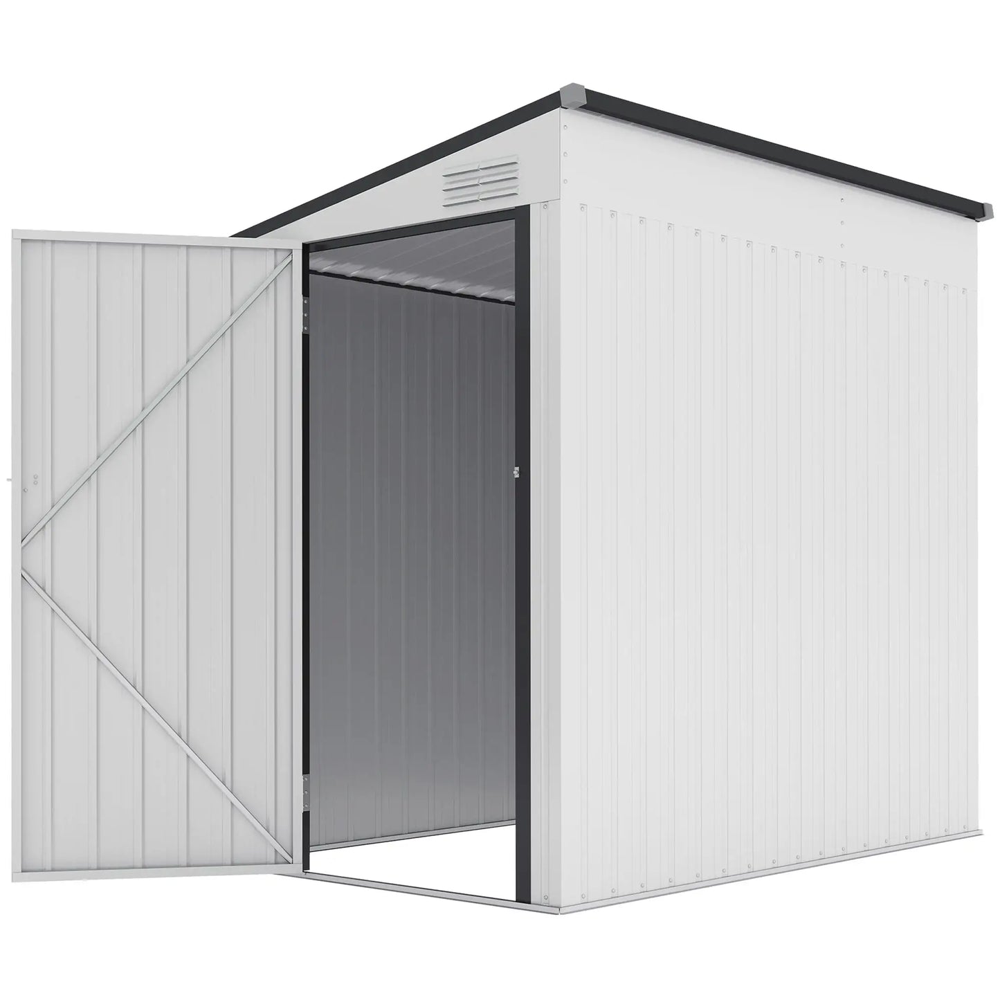 4.3' x 6.3' Metal Outdoor Storage Shed With Lockable Door, Dark Grey Sheds Dark Grey at Gallery Canada