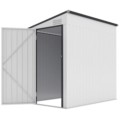 4.3' x 6.3' Metal Outdoor Storage Shed With Lockable Door, Dark Grey