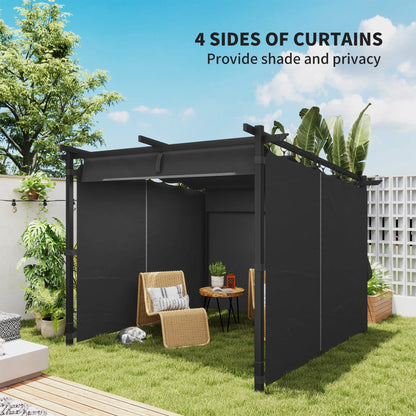 8' x 8.5' Metal Retractable Pergola Canopy With Sidewalls, Outdoor Gazebo Sun Shade Shelter Pergolas at Gallery Canada