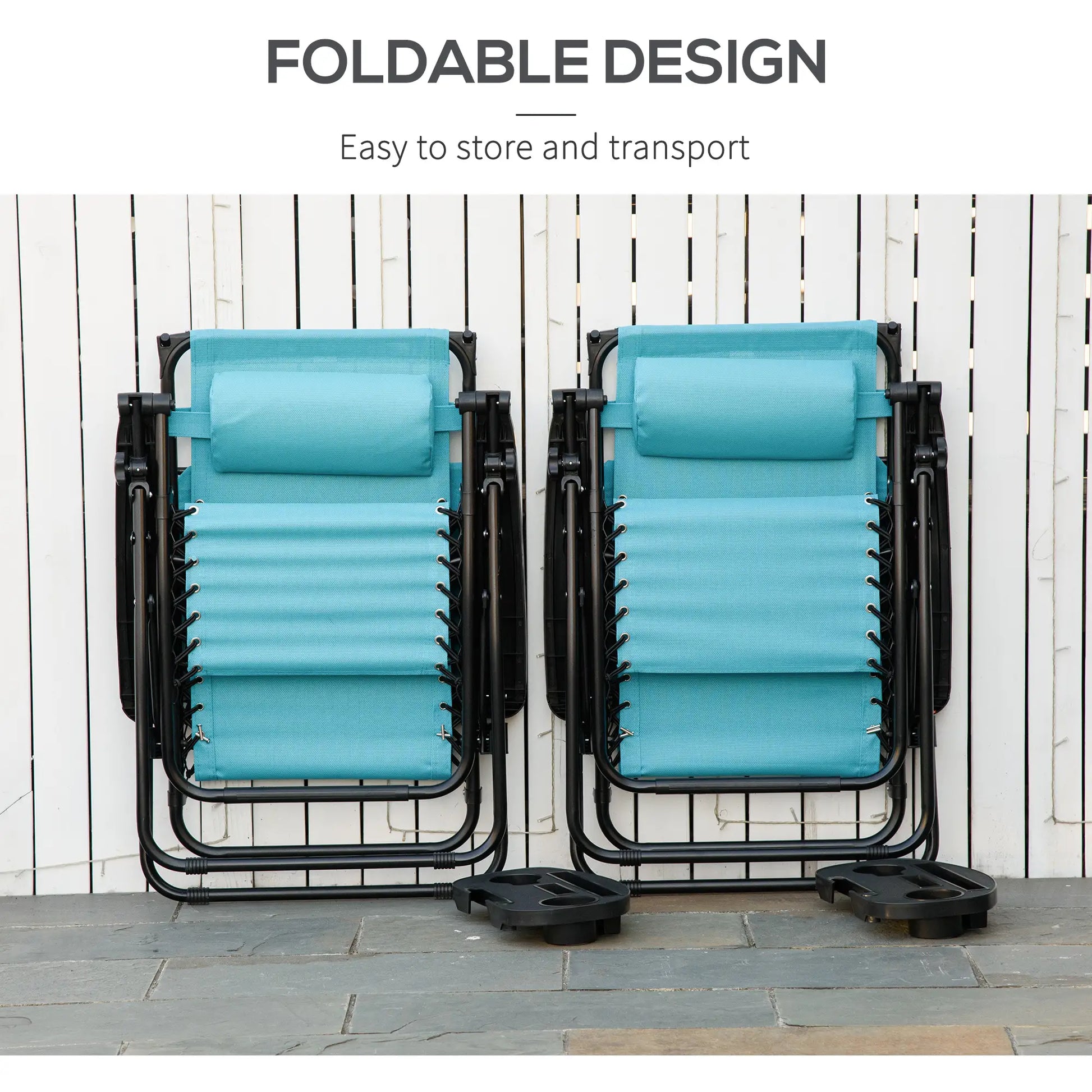 Foldable Lounge Chair with Canopy, Outdoor Zero Gravity Chair, Sky Blue Lounger Chairs at Gallery Canada