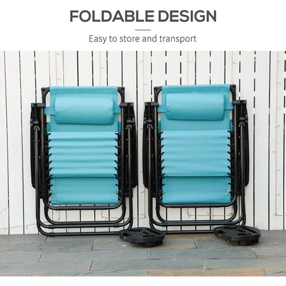 Foldable Lounge Chair with Canopy, Outdoor Zero Gravity Chair, Sky Blue Lounger Chairs at Gallery Canada