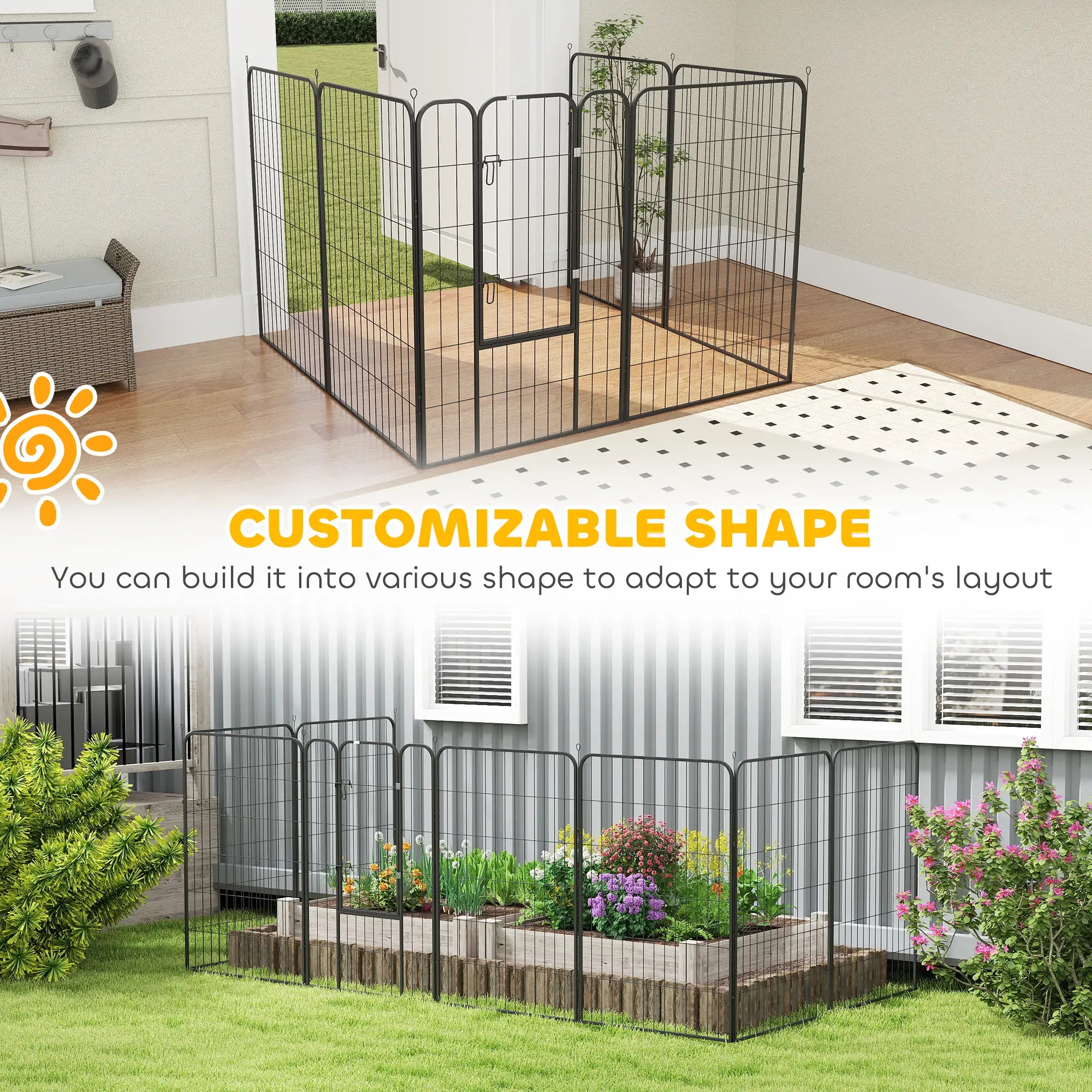 8 Panel Pet Playpen, Heavy Duty Metal, Foldable, Indoor Outdoor, 47