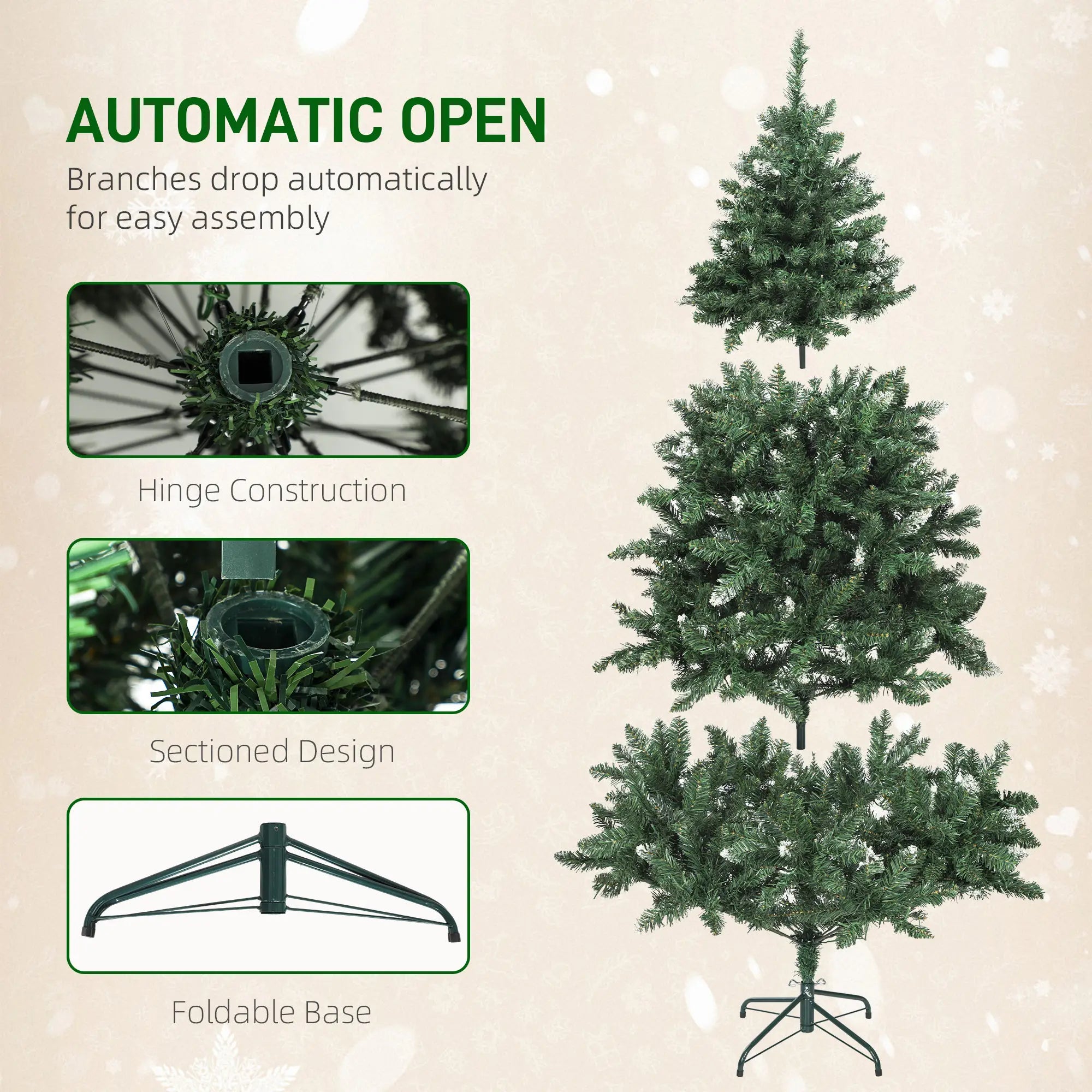6 ft Frosted Prelit Christmas Tree, Dual Colour LED Light, Hinged, Easy Assembly, Dual Colour Pre Lit Christmas Trees at Gallery Canada