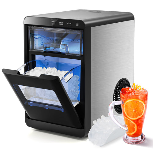 Nugget Ice Maker Countertop with Soft Chewable Pellet, Black