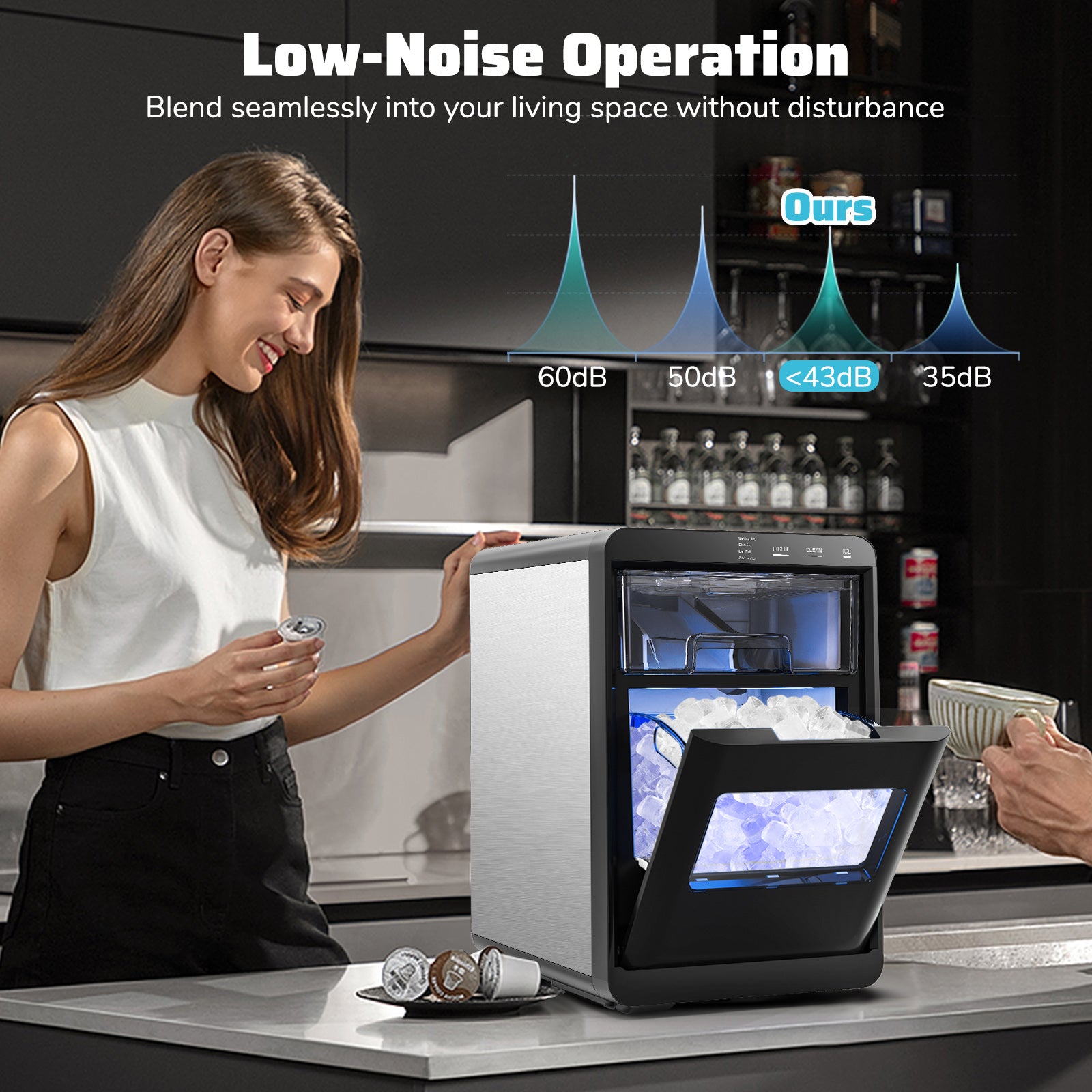 Nugget Ice Maker Countertop with Soft Chewable Pellet, Black Ice Makers at Gallery Canada