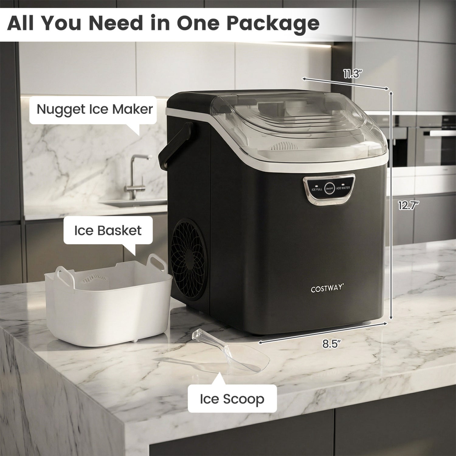 Nugget Ice Maker and Beverage Cooler Combo with Chewable Ice and Compact Drink Storage Kitchen Appliances at Gallery Canada