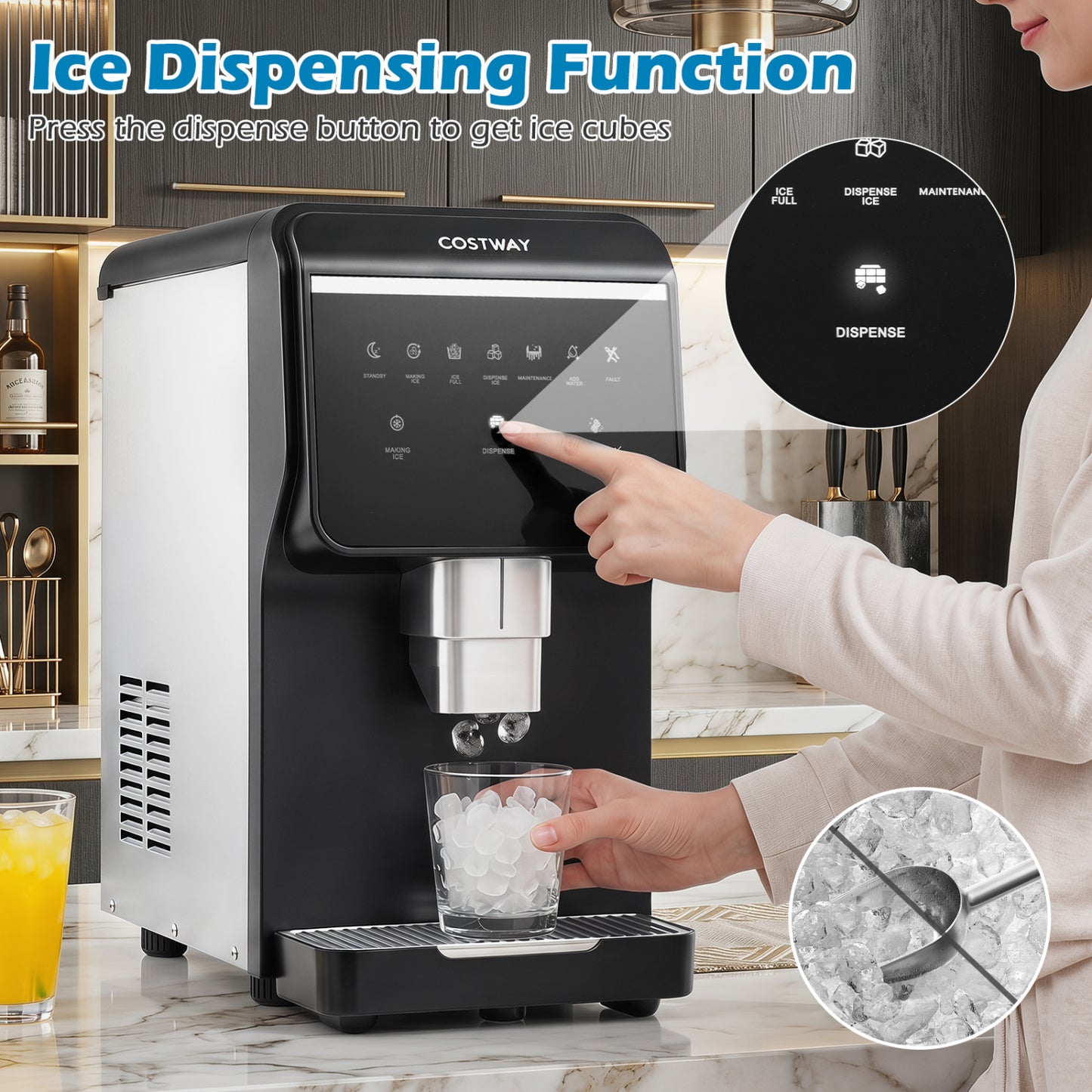 Nugget Ice Maker, Self Dispensing, 80 LBS Per Day, Black Ice Makers at Gallery Canada