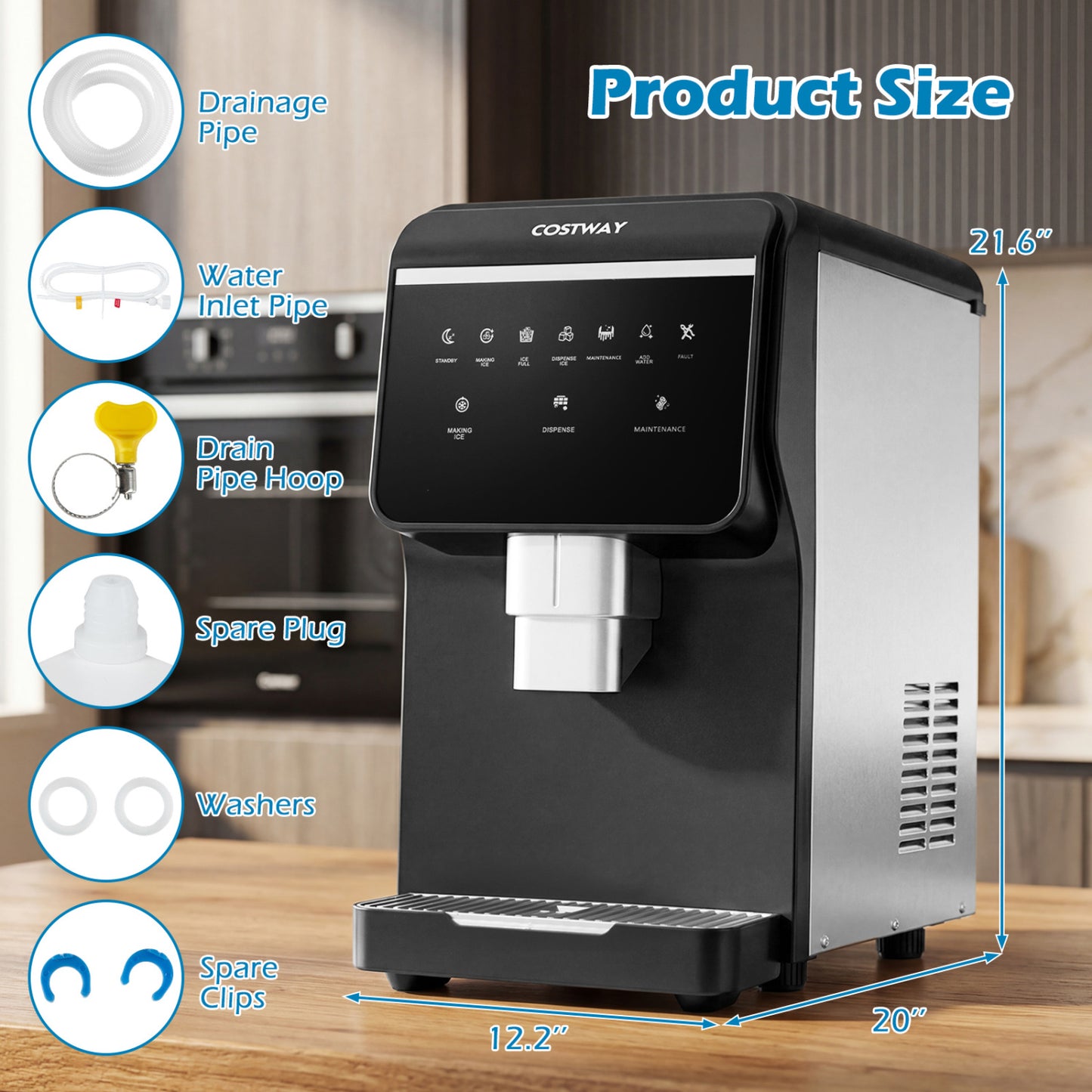Nugget Ice Maker, Self Dispensing, 80 LBS Per Day, Black Ice Makers at Gallery Canada