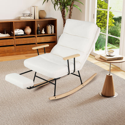 Nursery Rocking Chair Teddy Velvet Upholstered Rocking Chair, White Recliners at Gallery Canada