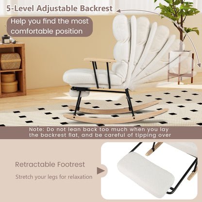 Nursery Rocking Chair Teddy Velvet Upholstered Rocking Chair, White Recliners at Gallery Canada