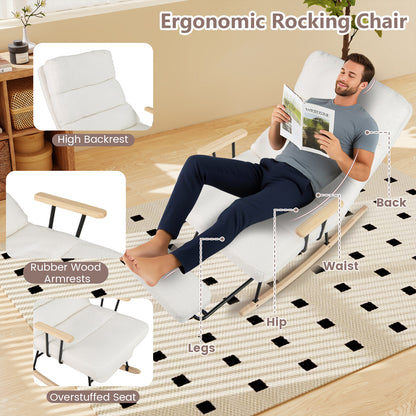 Nursery Rocking Chair Teddy Velvet Upholstered Rocking Chair, White Recliners at Gallery Canada