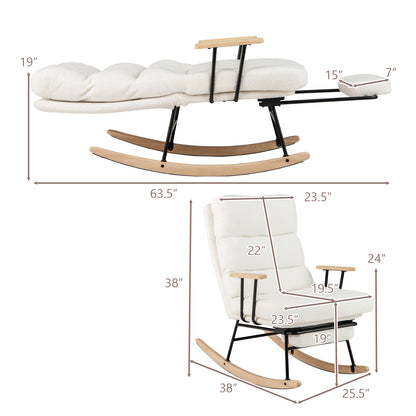 Nursery Rocking Chair Teddy Velvet Upholstered Rocking Chair, White Recliners at Gallery Canada