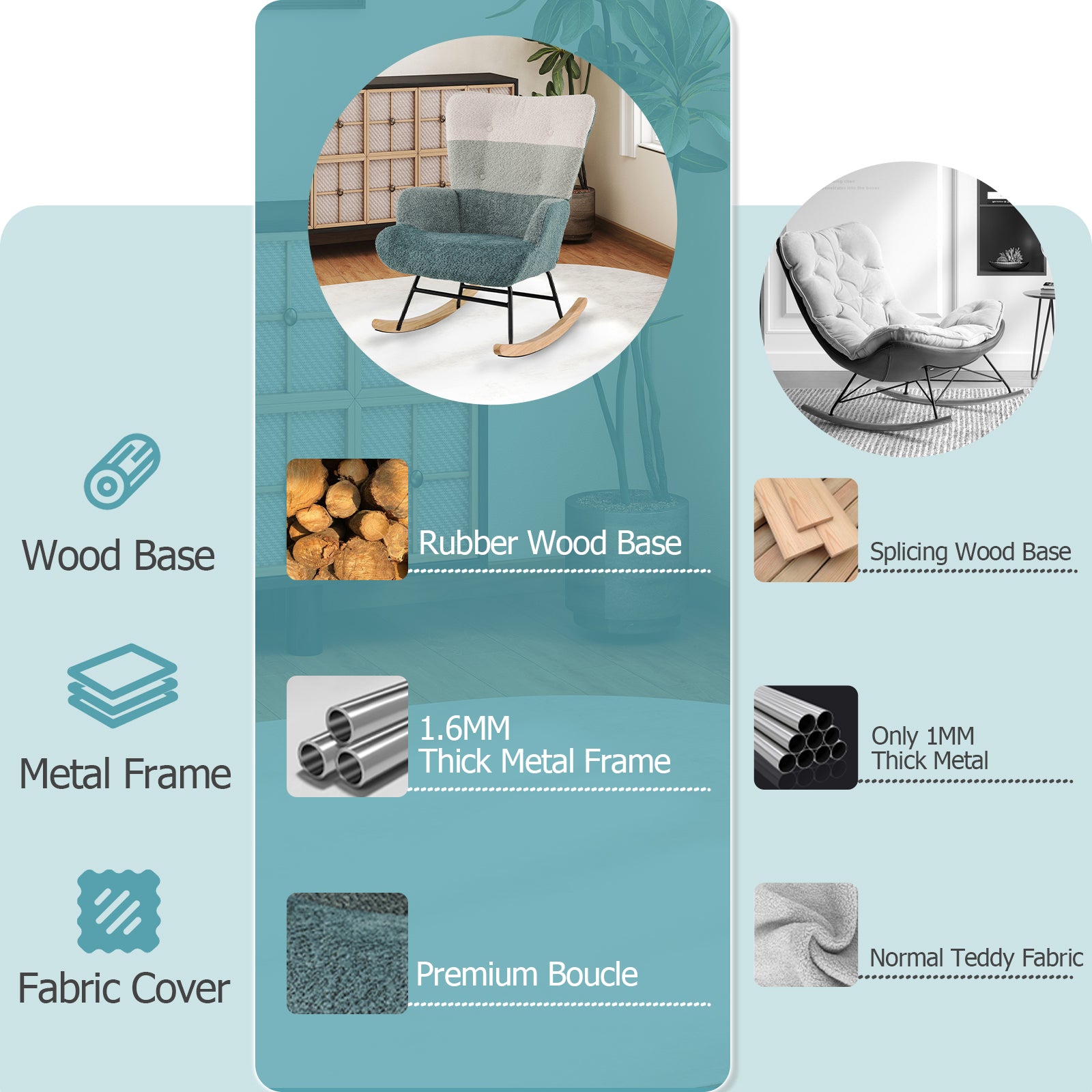 Nursery Rocking Chair with Ergonomic Armrests and High Backrest Accent Chairs at Gallery Canada