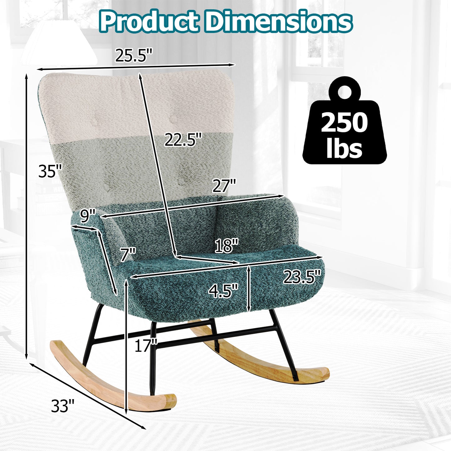 Nursery Rocking Chair with Ergonomic Armrests and High Backrest Accent Chairs at Gallery Canada