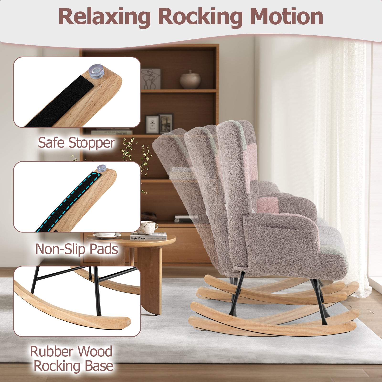 Nursery Rocking Chair with Ergonomic Armrests and High Backrest for Living Room Accent Chairs at Gallery Canada