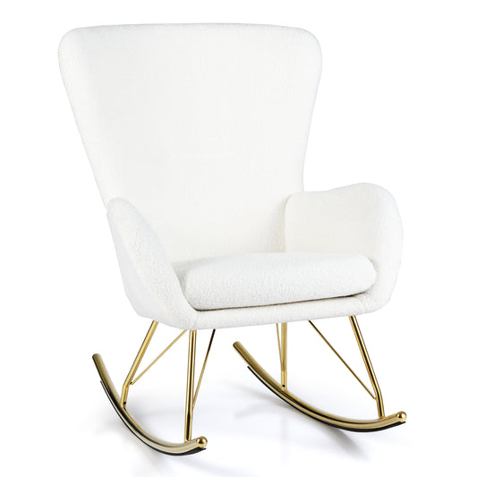 Nursery Rocking Chair, Curved Backrest, Armrests, White Accent Chairs White at Gallery Canada