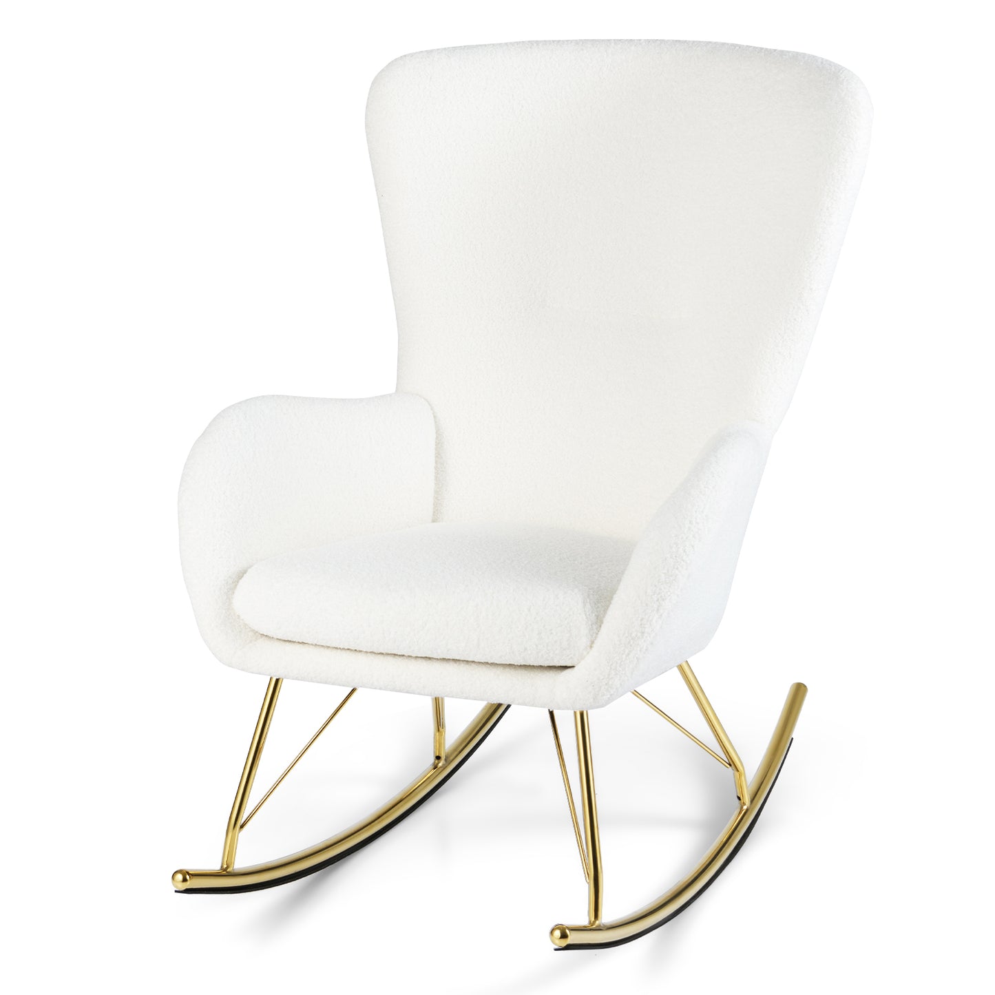 Nursery Rocking Chair with Curved Backrest and Armrests, White Accent Chairs at Gallery Canada