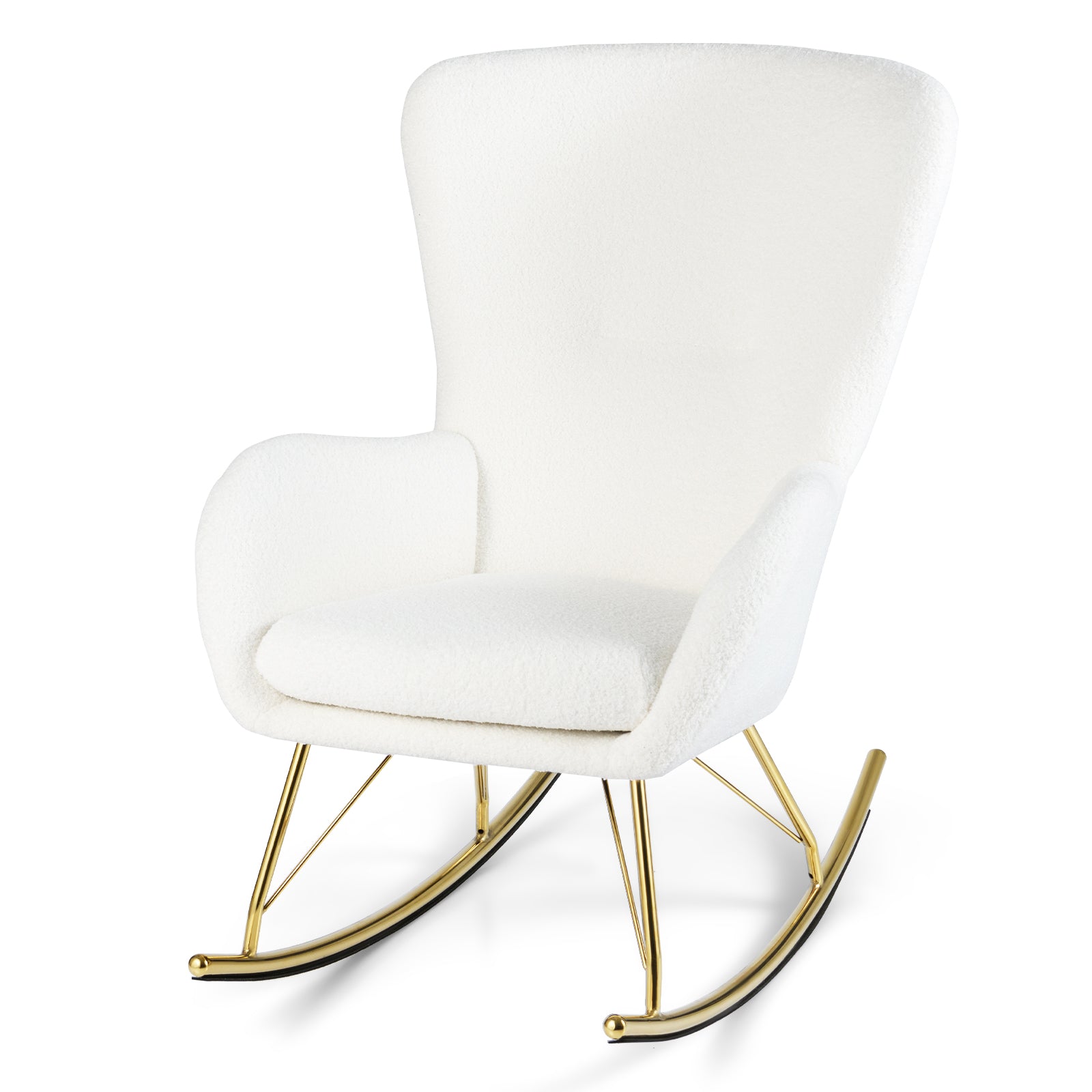 Nursery Rocking Chair with Curved Backrest and Armrests, White Accent Chairs at Gallery Canada