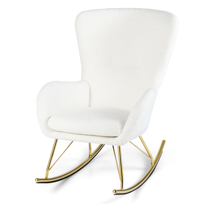 Nursery Rocking Chair with Curved Backrest and Armrests, White Accent Chairs at Gallery Canada