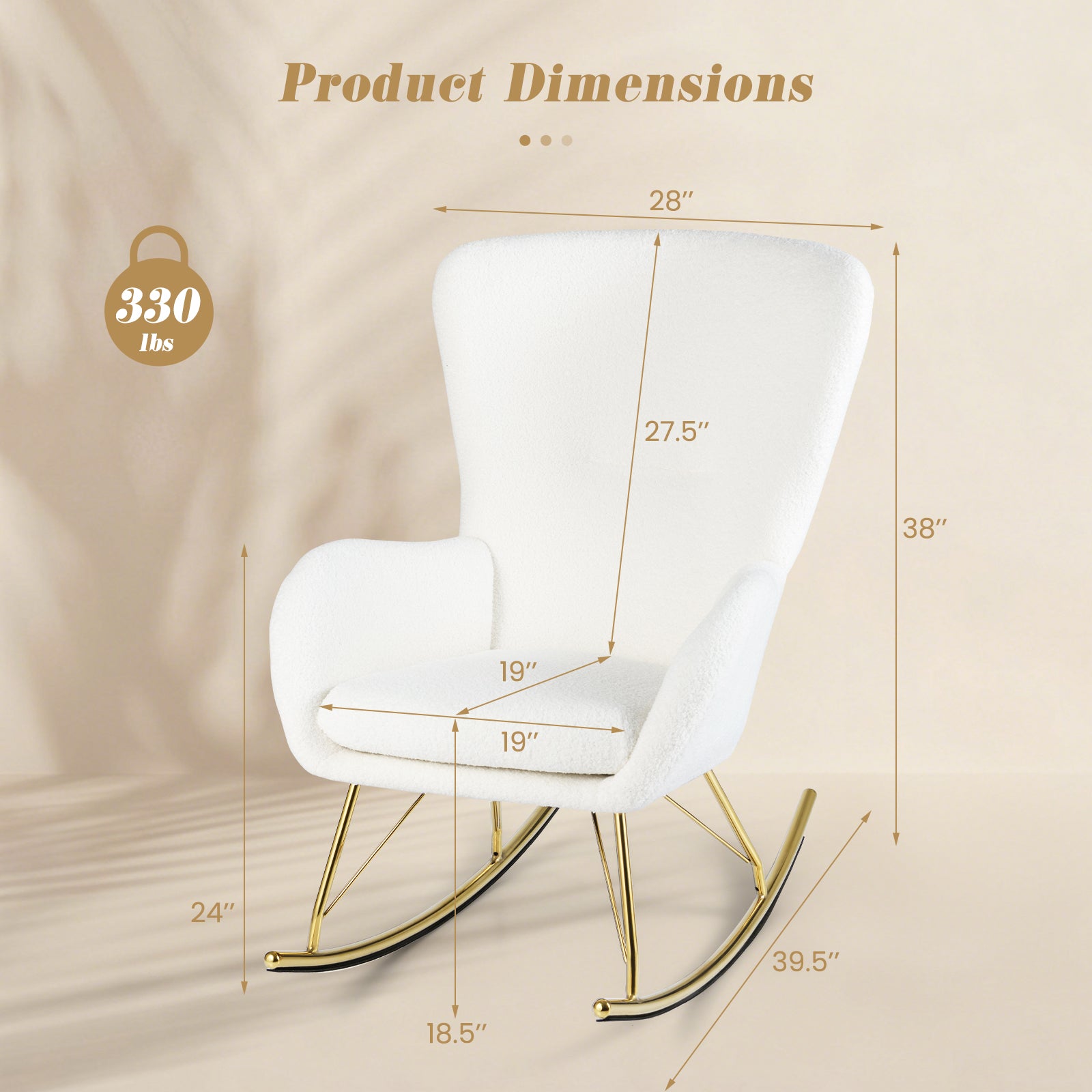 Nursery Rocking Chair with Curved Backrest and Armrests, White Accent Chairs at Gallery Canada