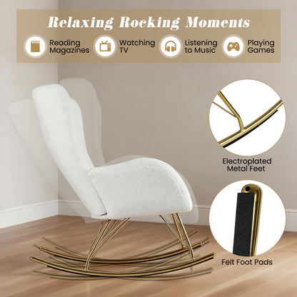 Nursery Rocking Chair with Curved Backrest and Armrests, White Accent Chairs at Gallery Canada