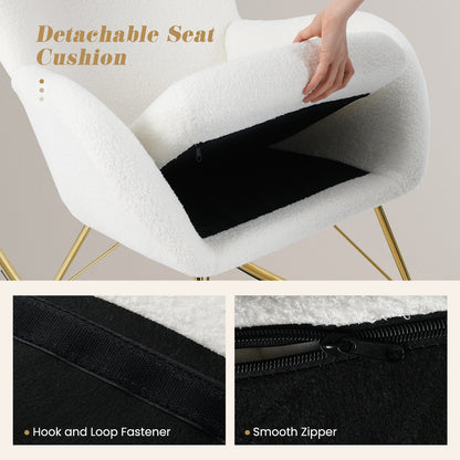 Nursery Rocking Chair with Curved Backrest and Armrests, White Accent Chairs at Gallery Canada