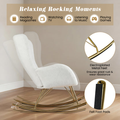 Nursery Rocking Chair, Curved Backrest, Armrests, White Accent Chairs at Gallery Canada