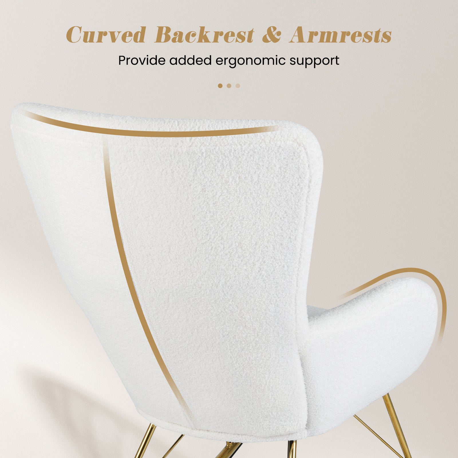 Nursery Rocking Chair, Curved Backrest, Armrests, White Accent Chairs at Gallery Canada